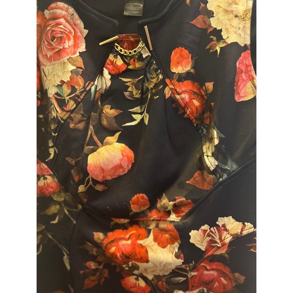 Enfocus Studio Women NWT Navy Floral Rose Chain Detail Sheath Dress Size 10 - Picture 8 of 8